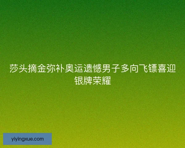 莎头摘金弥补奥运遗憾男子多向飞镖喜迎银牌荣耀